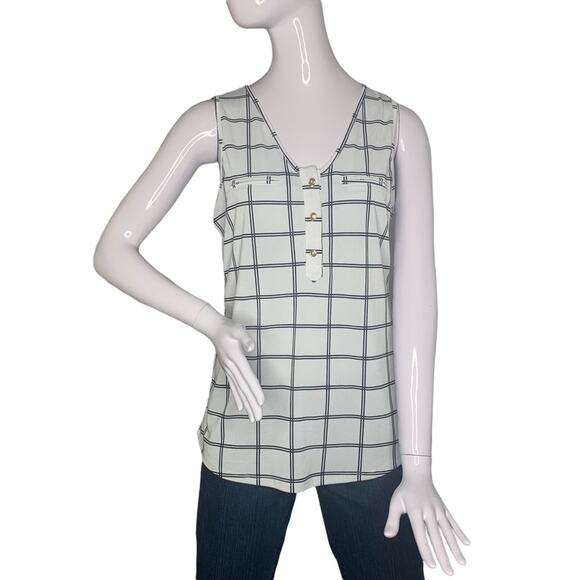 FIFTY STREET Top Sleeveless Plaid  Black and White Size S - Picture 1 of 8